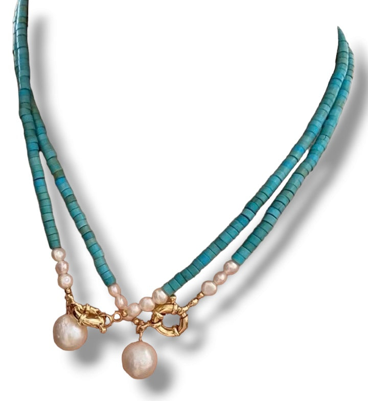 Turquoise and pearl necklace