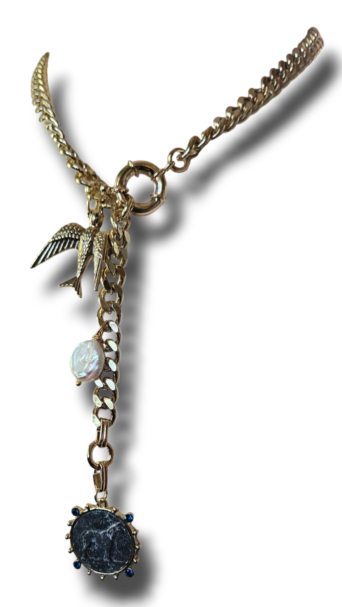 Lariat bird necklace