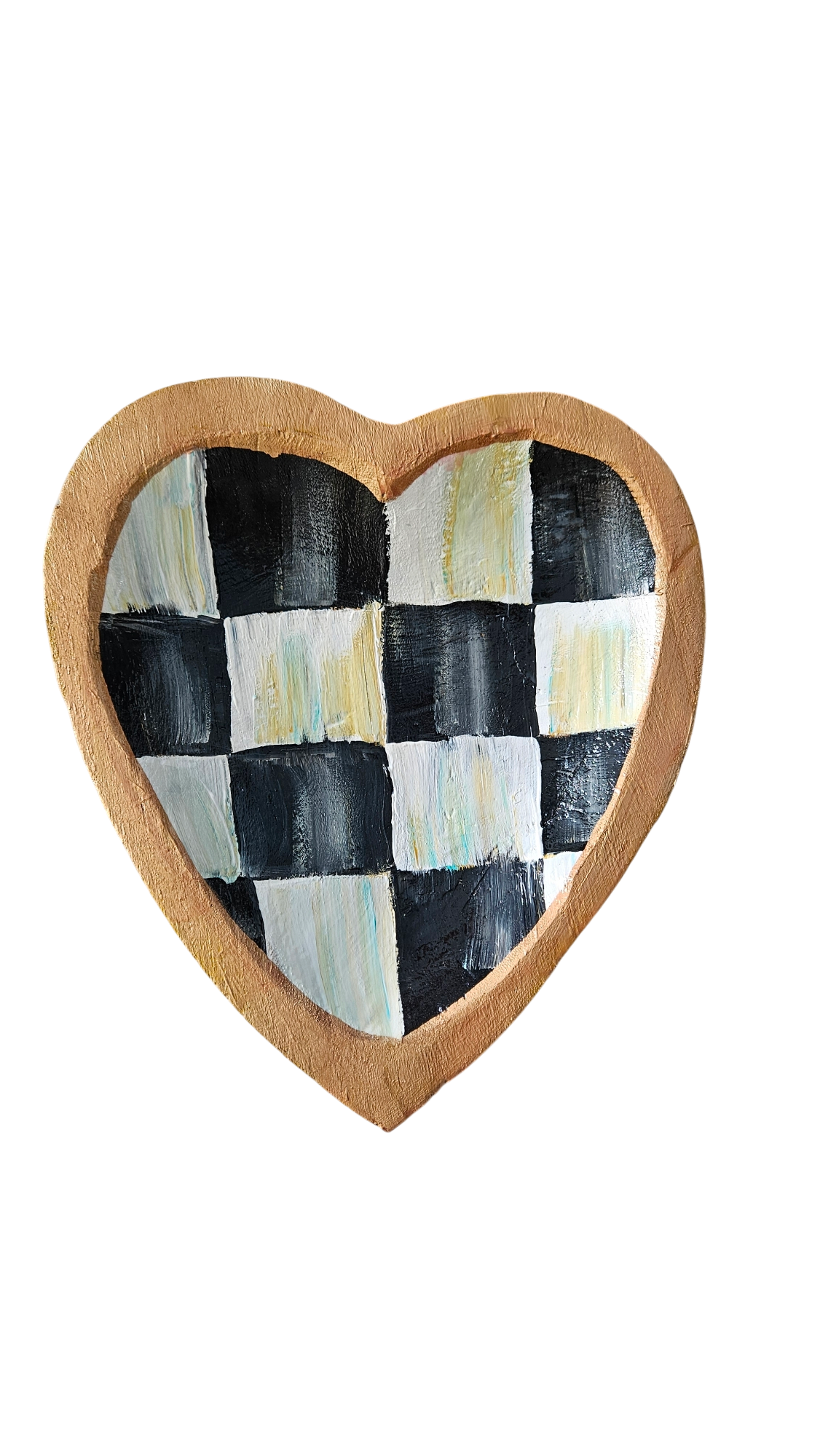 Hand painted wooden heart-shaped bowl