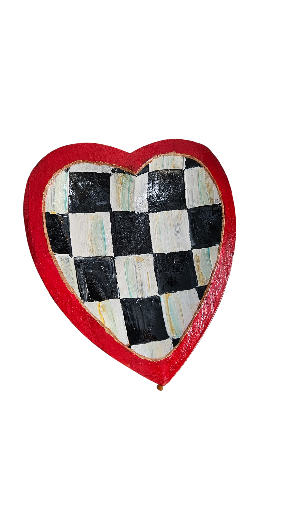 Hand painted wooden heart-shaped bowl