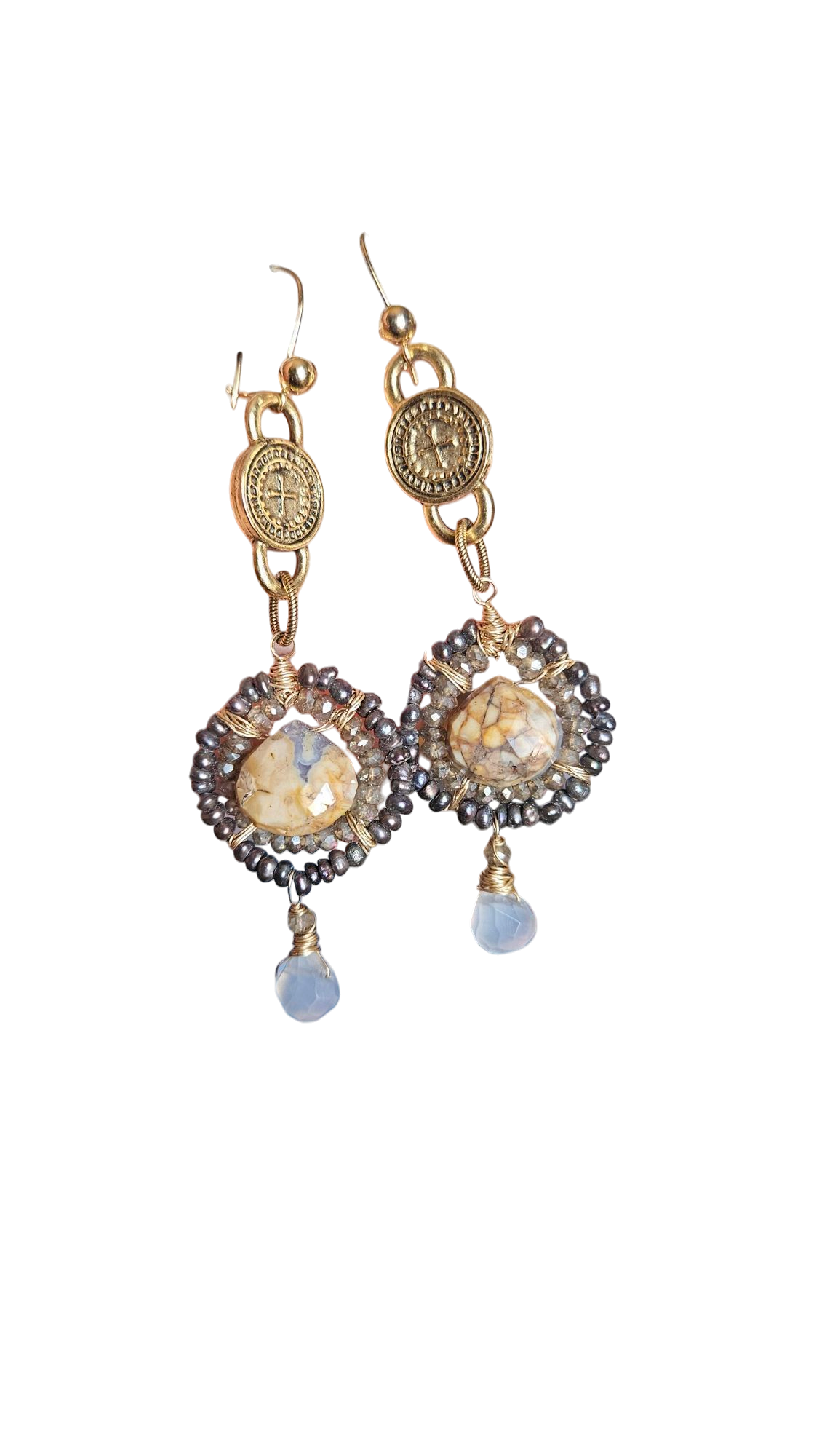 Long Chalcedony earrings